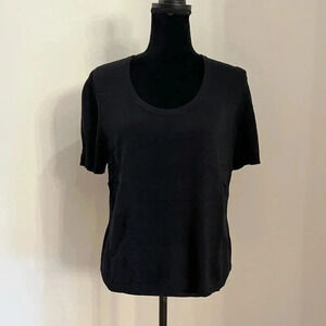 St John Sport Women’s Black Short Sleeve Knit Sweater Top Medium